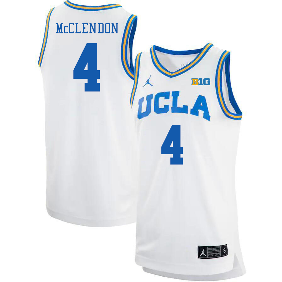 UCLA Bruins #4 Will McClendon Big 10 Conference College Basketball Jerseys Stitched Sale-White